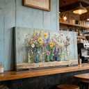 Vintage Glass Bottle Wildflower Canvas Wall Art Large Farmhouse Rustic Floral Decor Painting Picture Rural Green Plant Flower Poster Print for Living room Dining Entryway Bedroom Home Decoration, bouquet, Wrapped Canvas, 40"L x 20"W