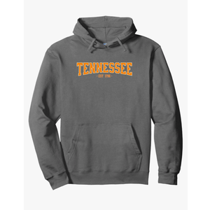 Classic TN Orange Print Retro Varsity Vintage Tennessee Pullover Hoodie M