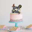 6 x Wizard 7th Cake Topper, Boy and Girl 7 Happy Birthday Party Decoration - Black (5th-50th)