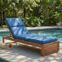 3" Solid Outdoor Lounge Chair Cushion, 74 x 22.5 inch Weather Resistant Chaise Lounge Cushion with 6 Ties for Patio Pool Furniture