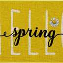 Hello Spring Decor Door Mat - Yellow Farmhouse Welcome Summer Mats Outdoor Colorful Flowers Doormat Non Slip Rubber Floral Decorative Front Door Mats Indoor Rug 17" x 30"