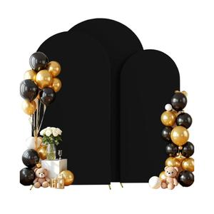 Wedding Arch Cover (7.2FT, 6.6FT, 6FT) Set of 3 Arch Backdrop Spandex Cover for Birthday Party Baby Shower Ceremony Banquet Decoration (Black, 7.2FT,6.6FT,6FT)