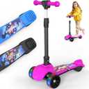 VOLPAM C001 Electric Scooter for Kids, 80W Motor, Max Safe Speed 5MPH, 3 Adjustable Height, Lean-to-Steer, 3.5" Lighted Up Wheel, Foldable Scooter for Boys & Girls, Max Load 110lbs