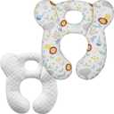 Baby Travel Pillow, Upgrade U-Shape Infant Pillow for Car Seat Pushchair and Stroller, Soft Comfortable Sleep Cushion for Kids Newborn and Toddler -Lion White