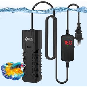 AquaMiracle 50W Submersible Aquarium Heater with LED Digital Display Thermostat, Fish Tank Heater Turtle Heater with Protective Housing, for Tanks 5-10 Gallons