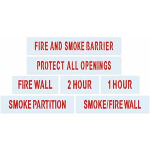 Sliner 7 Stencil Set Fire Wall Marking Stencils 4 Inch Letters Fire and Smoke Barrier 1 Hour 2 Hour Smoke Partition Smoke/fire Wall Protect All Openings