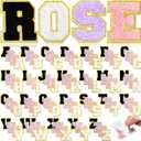 Jutom 104 Pcs Self Adhesive Chenille Letter Patches Letter Patches Chenille Stick on Embroidered Patch for Clothing Jackets Backpacks Hats(Classic,Black, White, Purple, Pink)