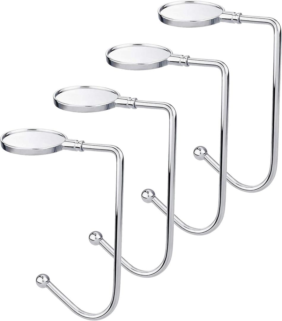 Komotu 4 Pieces Christmas Stocking Holders Mantel Hooks Hanger Christmas Safety Hang Grip Stockings Clip for Christmas Party Decoration, Silver
