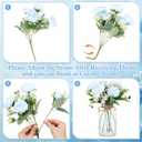 Zeyune 6 Sets Mason Jar Table Centerpiece with Artificial Peony Baby's Breath Flower Centerpieces Faux Flowers with Rope for Wedding Reception Engagement Bridal Shower Rustic Table Decor(Blue)