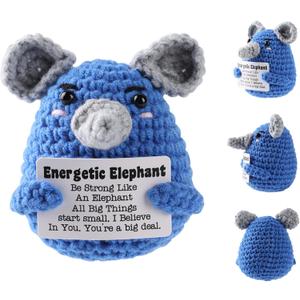 2 x White Elephant Gifts Energetic Elephant Emotional Support Funny Gifts Mini Elephant Cute and Funny White Elephant Gifts Suitable for Birthday Gag Gifts
