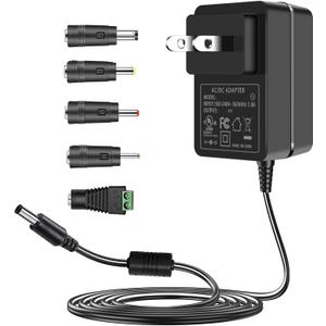 TKDY 24V DC Power Supply Cord 100-240V AC to DC 24 Volts, Compatible with 24Vdc 1.5A 1500mA 1A 1000mA 0.5A 500mA 0.1~1.5A Power Adapter, with 5 Tips. (Not Compatible 24V Battery Charger).