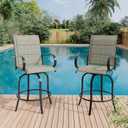 Outdoor Swivel Bar Stools Set of 2, Bar Height Patio Chairs with High Back & Armrest, All-Weather Textilene Fabric 360° Swivel Tall Barstools for Patio, Deck, Backyard, Garden