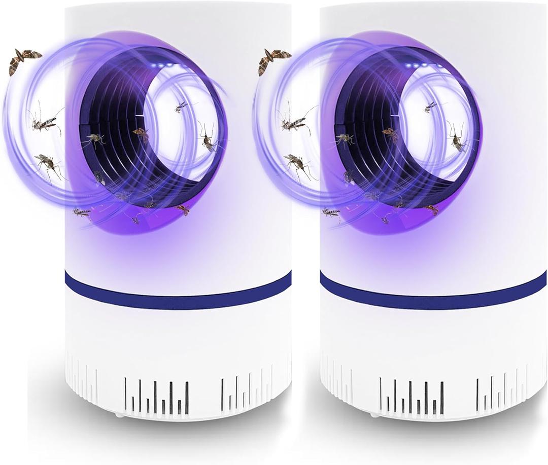 Fruit Fly Traps for Indoors Fan Powered Bug Catcher for Mosquitoes, Gnats, Moths & Fruit Flies, Silent & Effective, 2 Pack