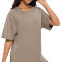 Siimcuzy 4 Pack Oversized Tshirts for Women, Loose Fit Crew Neck Summer Baggy Tops Workout Tees Plus Size T Shirts 1 Black 1 White 1 Dark Pink 1 Khaki, Medium