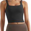 Womens Sports Bra  Workout Crop Tank Tops for WomenSleeveless Square Neck Padded Bras with Built in Bra (Medium, Grey)