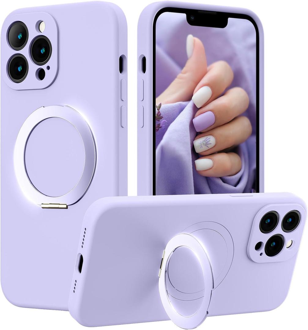 MCFANCE Magnetic Stand Case for iPhone 13 Pro | Compatible with MagSafe, Shockproof, Anti-Scratch Lining | Slim Fit (6.1" 2021) Lightpurple