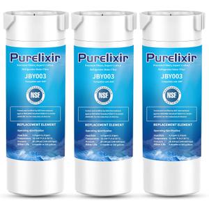 3 Pack XWF (Not XWFE, NO Chips) Compatible with GE XWF, GBE21, GDE21, GDE25, GFE24, Refrigerator Water Filter Replacement, NSF Certified, 6 Month / 300 Gallon