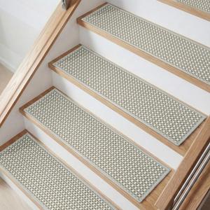 Chenille Stair Treads for Wooden Steps 8"x30" (15 Pack), Ultra Soft Non-Slip Carpet Stair Runners Indoor, Peel and Stick Self-Adhesive Step Rugs for Kids & Dogs, Machine Washable, Gray