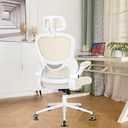 Misolant Ergonomic Office Chair, Desk Chair with Lumbar Support, Mesh Office Chair, Ergonomic Chair with Adjustable Headrest and Armrest, Comfortable Office Chair for Home Beige, MI500-14