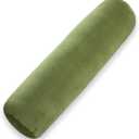 Bolster Pillow for Bed, Long Round Body Pillow for Adults with Removable Velvet Cover, Decorative Tube Roll Cylinder Pillow, 35 x 7.87 Inch, Green