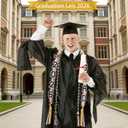 Graduation Lei Set for 2026 Grads, Woven Lei with Honor Cord, Double Braided Ribbon Lei for 2026 Graduate Ceremony Party (Gold, Black and White)