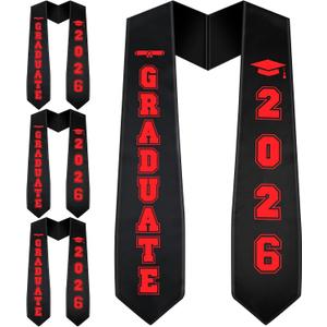Eurzom 4 Pcs 72 Inch Graduation Stole Class of 2026 Unisex Adult Graduation Sash for Men Women Sublimation Congrats Grad
