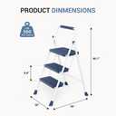 DUMOS Step Ladder, 3 Sturdy Step Stool with Anti-Slip Pedal & Comfortable Handrail, Portable Heavy Duty Stool for Kitchen, Garage & Outdoor Use, 500lbs, Blue