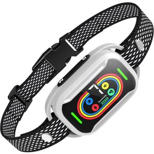 Pewkim Smart Bark Collar for Large&Medium Dogs,Safety Shock Anti Barking Training Collar with 7 Adjustable Sensitivity, Bigger Battery Quicker Charge, Waterproof Bark Shock Collar (White)