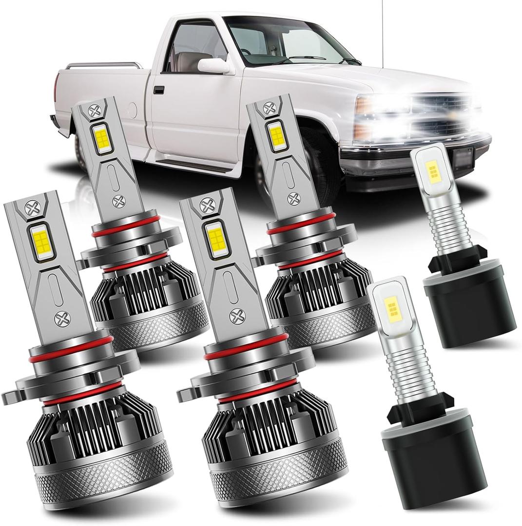 AWALITED Fits for 1999-2002 Chevy Silverado High Low Beam Fog Lights Bulbs Combo, 6000K White Plug-and-Play Super Bright Light Bulbs, Pack of 6