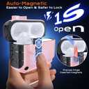 Chicfun for AirPods Pro 3 Case with Stand & Carabiner Keychain, Compatible with MagSafe, [Auto-Mag Lock 1s Open] Mil-Grade Heavy Duty Full-Body Protective with Lock – Pink