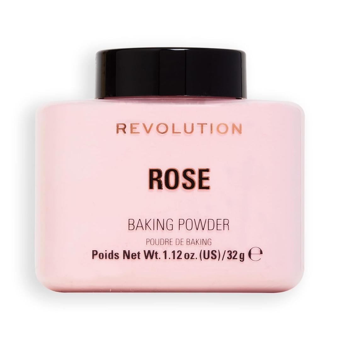 Revolution, Loose Baking Powder, Makeup Setting Powder, Long-Lasting Coverage, Mattifies & Reduces Shine, Rose, 1.12 oz