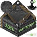 FOTMISHU 70% Shade Cloth 10ftx20ft Anti-Aging Sun Mesh UV Resistant Net, Sunblock Garden Tarp for Plant Cover, Greenhouse, Barn or Kennel, Flowers, Plants