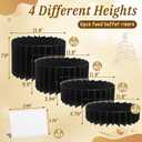 6Pcs Buffet Risers, Food Risers for Table, Foldable Cake Display Stands, Tall Cardboard Cupcakes Stand for Show Catering Desserts Jewelry Wedding Birthday Party Decoration (Black)