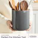 getstar Large Utensil Holder for Kitchen Counter,7.2" Grey Ceramic Utensils Crocks Utensil Organizer for Spatula Farmhouse Kitchen Decor