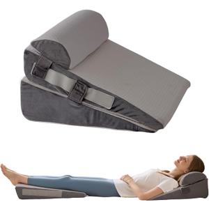 3Pcs Wedge Pillow Set for After Surgery,Acid Reflux Relief, Adjustable Bed Wedge Pillows for Sleeping,Anti Snore, Memory Foam Triangle Pillow for Back&Neck&Shoulder Pain Relief, Grey (12 IN+1 Head pillow)