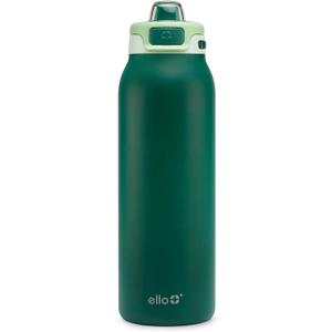 Ello Pop & Fill 32oz Stainless Steel Water Bottle with Quick Fill Technology, Double Walled and Vacuum Insulated Metal, Leak Proof Locking Lid, Sip and Chug, Reusable, BPA Free, Forest Mist