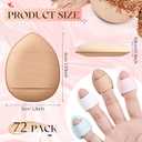 Gerrii 72 Pcs Mini Powder Puff, Finger Makeup Sponge Soft Beauty Makeup Blender Puff for Foundation, Face Powder, Under Eye Setting, Concealer, Repair Cream, Cosmetic Tool(Pink, Beige, Blue, White)