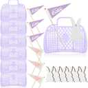6 Pcs Jelly Bag Cute Jelly Baskets Summer Beach Bag with Wooden Rabbit Tag Pennant Bunny Decoration Beach Tote for Women(Purple)