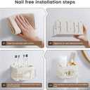 Bathroom Toothbrush Holders, Drill-Free Toothbrush Holder Wall Mounted- Toothbrush & Cup Holder, Tooth Brushing Holder and Bathroom Accessories (Three Holes)