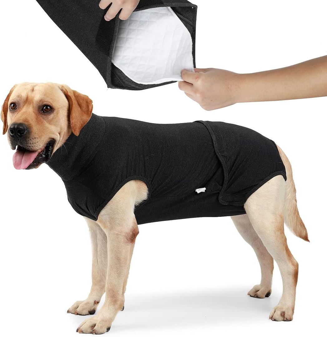 HEYWEAN Full Body Dog Diaper with a Puppy Nappies Physiological Dog Surgery Recovery Suit for Male Female Dogs (X-Small, Classic Black)