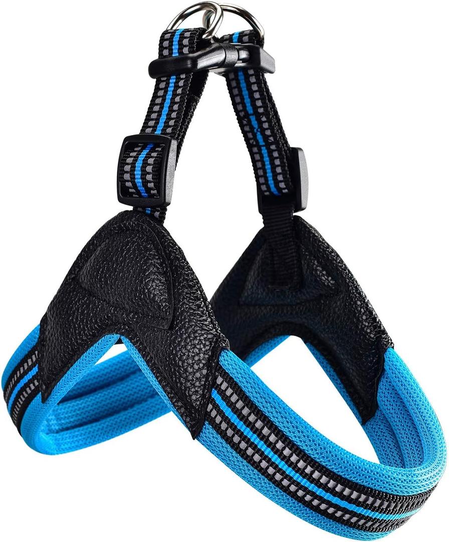 Dog Harness No Pull Ultra Soft Breathable Padded Pet Harness 2 Adjustable Botton, 3M Reflective Pet Harness for Dogs Easy Control for Dogs (L, Blue)