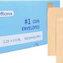 #1 500 Pcs Small Coin Envelopes 2.25" x 3.5" with Gummed Flap, Brown Kraft Mini Envelopes for Storing Seeds, Keys, Stamps, Tips and Small Items