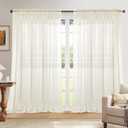 Dreaming Casa Solid Sheer Curtains 102 Inches Long Ivory Rod Pocket Voile Draperies for Bedroom Living Room, 2 Panels, Each 100" W x 102" L