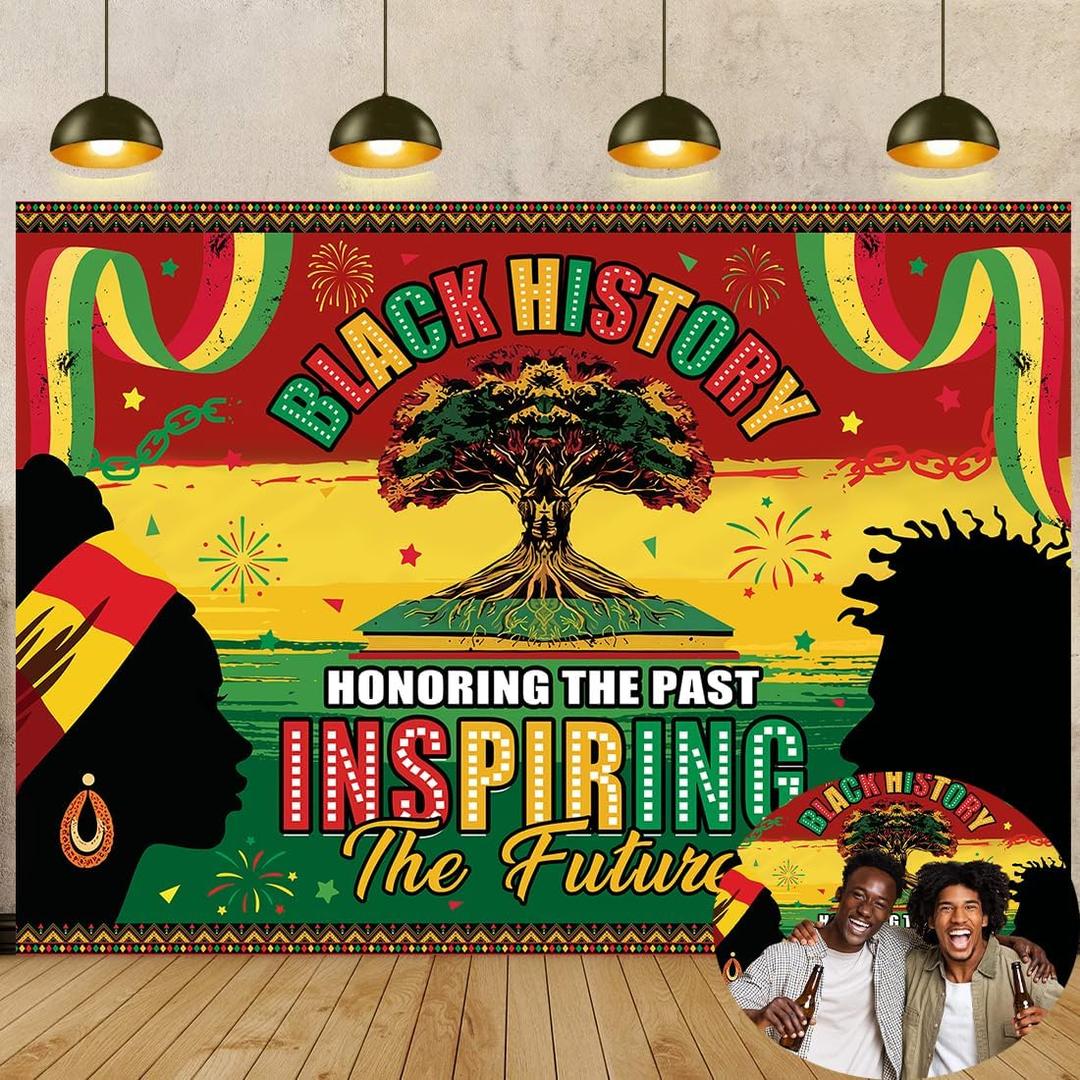 Black History Month Banner Backdrop 6x4FT Black History Honoring The Past Inspiring The Future Background African American Heritage Festival Wall Decorations Supplies (6x4FT: 72x48 inch)
