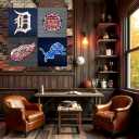 Sports Fan Recycled Vintage Michigan Vintage Retro Metal Wall Decor Art Shop Man Cave Bar Garage 12"x12" Sign