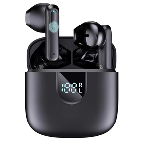 Wireless Earbuds Bluetooth 5.3 Headphones, Stereo Ear Buds with LED Display Charging Case, Hi-Fi Sound in-Ear Earphones with Mic for Phone Tablet Laptop,Sports & Daily Use (Black), Pack of 2