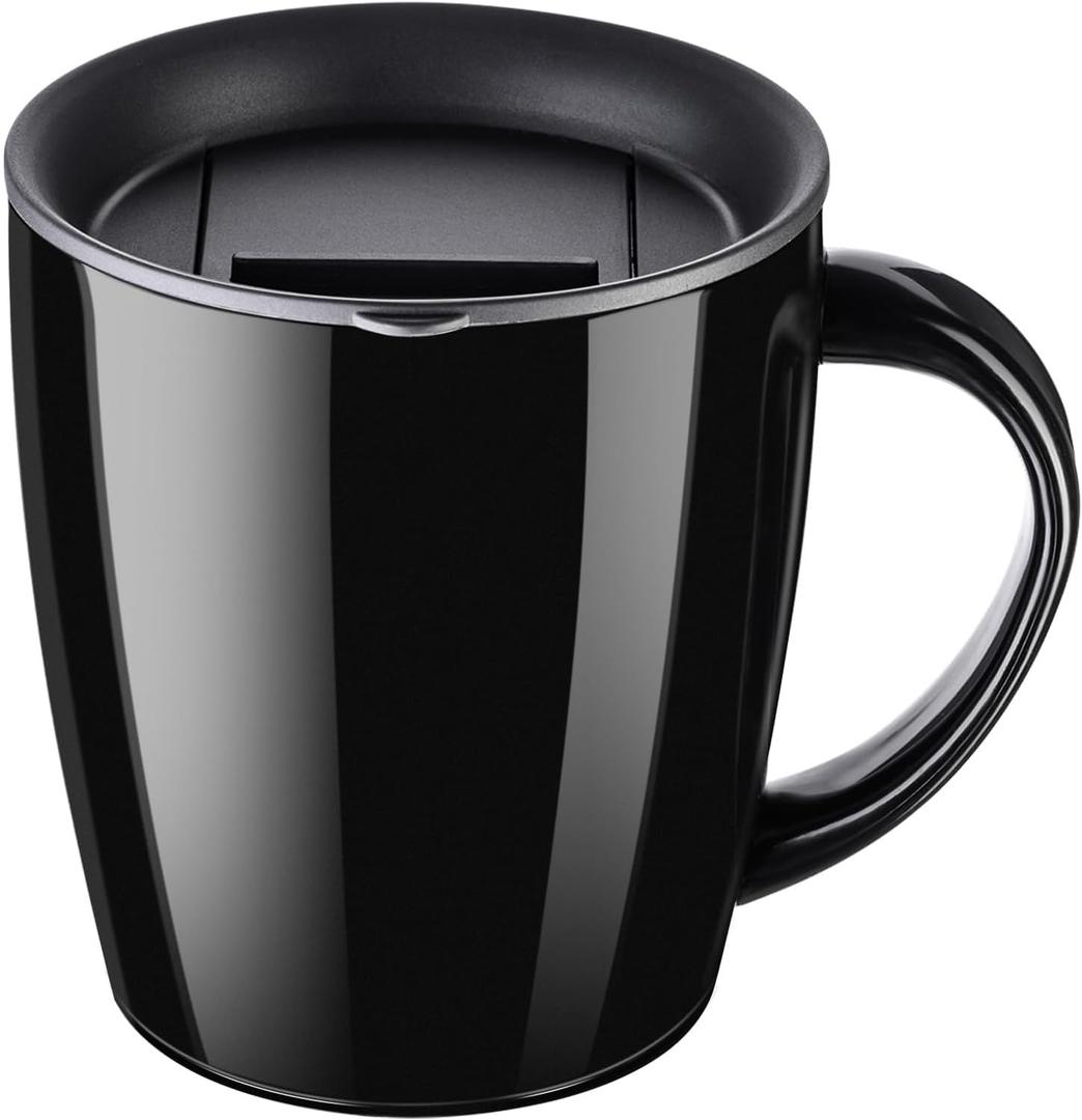 PARACITY Insulated Coffee Mug Stainless Steel Coffee Mug with Lid Handle Double Wall Vacuum Travel Mug Camping Tumbler Cup Men Women 12 oz (Black)