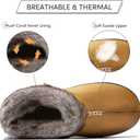 Mishansha Women's House Shoes Memory Foam Suede Moccasin Slippers Winter Warm Fleece Lined Home Shoes with Anti-Skid Rubber Sole (Light Brown)