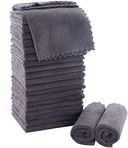 MOONQUEEN Ultra Soft Premium Washcloths Set - 12 x 12 inches - 24 Pack - Quick Drying - Highly Absorbent Coral Velvet Bathroom Wash Clothes - Use as Bath, Spa, Facial, Fingertip Towel (Grey)