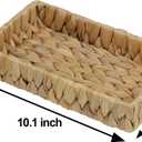 Bathroom Tray Countertop, 10 Inch Water Hyacinth Bathroom Basket, Toilet Tank Bathroom Vanity Tray, Rattan Wicker Tray for Bathroom Decor Coffee Table (Small)